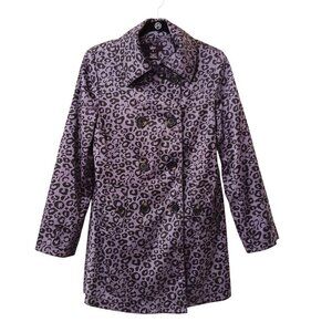Luii Gray Black Leopard Print Trench Coat Size Small
